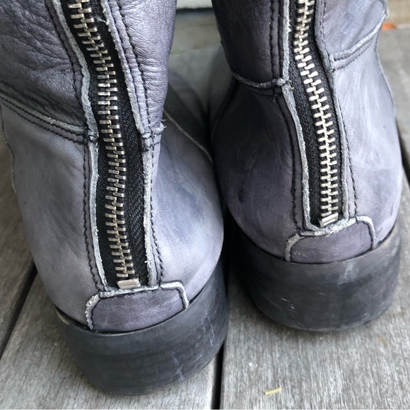 Felmini Anthropologie Over The Knee Fold Over Gray Grey Leather Boots 11/42 - Picture 13 of 17